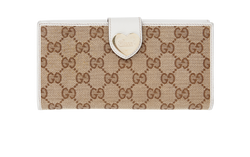 Gucci GG Supreme Heart Wallet, Canvas, Brown, MII, 2*